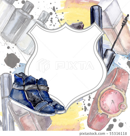 Fashionable sketch in a watercolor style element. Watercolour background illustration set. Frame Fashionable sketch in a watercolor style element. Watercolour background illustration set. Frame 55316118