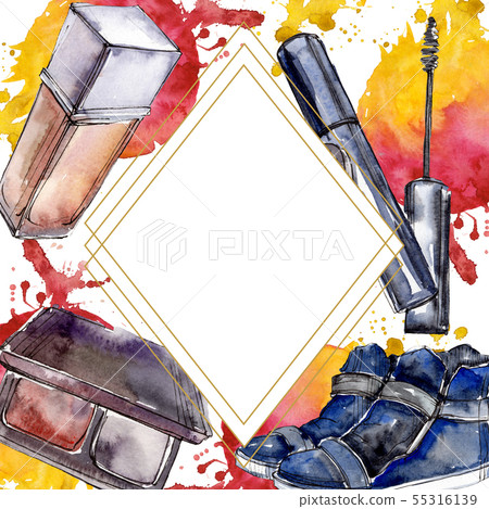 Fashionable sketch in a watercolor style element. Watercolour background illustration set. Frame 55316139