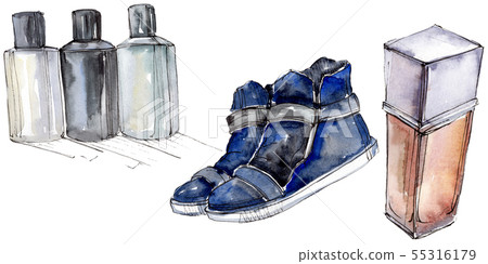Fashionable sketch glamour illustration in a watercolor style isolated element. Watercolour 55316179