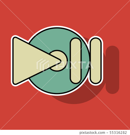 Sticker Play sign. Flat style icon on background Sticker Play sign. Flat style icon on background 55316282