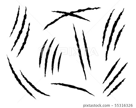 Claws scratches. Claw marks, dangerous or tiger and cat animals scratch. Damaged paper tracks Claws scratches. Claw marks, dangerous or tiger and cat animals scratch. Damaged paper tracks 55316326
