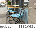 Summer terrace cafe. Empty tables and chairs.  55316681