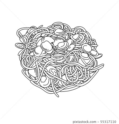 Spaghetti with clams vector illustration sketch Spaghetti with clams vector illustration sketch 55317110