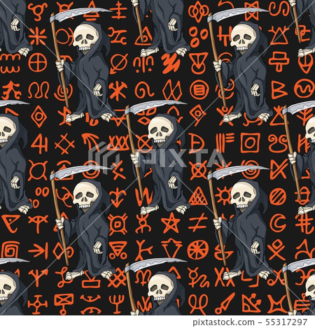 Halloween seamless pattern, background with cartoon skeletons 55317297
