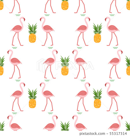 Seamless pattern with flamingo and pineapples Seamless pattern with flamingo and pineapples 55317314