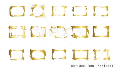 Vector Set of dry brush frames. Hand drawn artistic frames. Golden engraved ink art. Isolated 55317434
