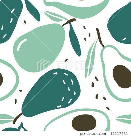 Doodle avocado vector seamless pattern 55317481