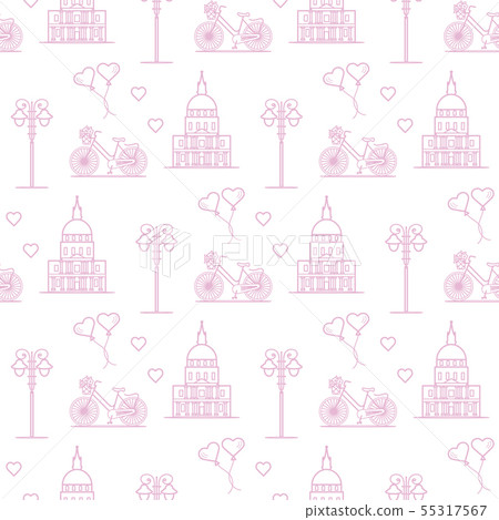 Paris Seamless pattern. Symbols and landmarks. 55317567