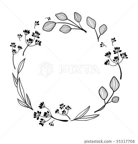 Black and white vector illustration with flowers 55317708