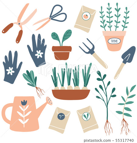 Vector hand drawn illustrations of gardening 55317740