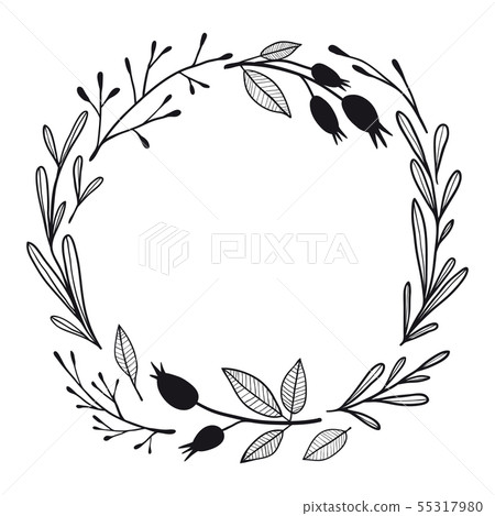 Black and white vector illustration with flowers Black and white vector illustration with flowers 55317980