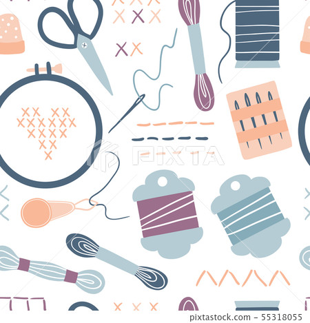 Embroidery and cross stitch seamless pattern 55318055