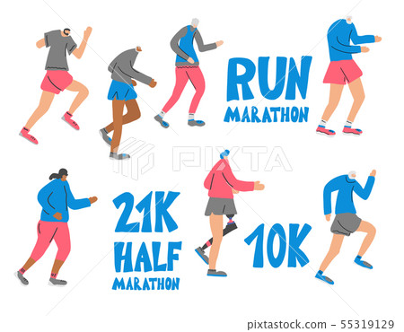 Runners group Different persons Vector flat design Runners group Different persons Vector flat design 55319129