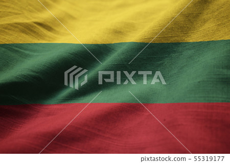 Closeup of Ruffled Lithuania Flag Closeup of Ruffled Lithuania Flag 55319177