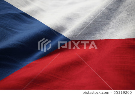 Closeup of Ruffled Czech Republic Flag Closeup of Ruffled Czech Republic Flag 55319260