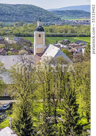 View from Beckov castle to the village, Slovakia 55319402