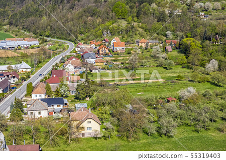 View from Beckov castle to the village, Slovakia 55319403