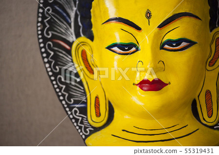wooden buddha mask wall background wooden buddha mask wall background 55319431