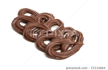 chocolate pretzel isolated chocolate pretzel isolated 55319864