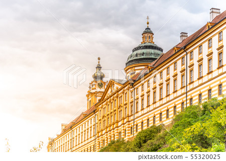 Melk Abbey, German: Stift Melk. Benedictine abbey above the town of Melk in Lower Austria, Austria Melk Abbey, German: Stift Melk. Benedictine abbey above the town of Melk in Lower Austria, Austria 55320025