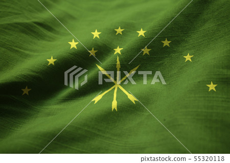 Adygea ruffled flag waving in the wind 55320118