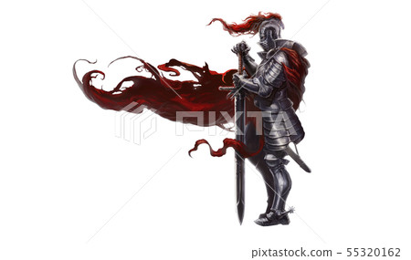 Medieval knight with long sword realistic isolated 55320162