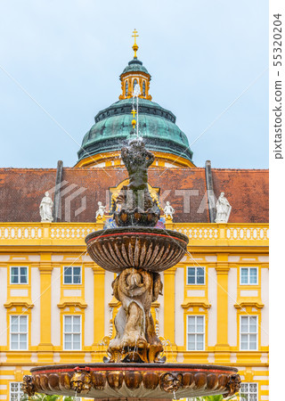 Detailed view of fountain on Prelate's Courtyard, Melk Abbey, Melk, Austria 55320204