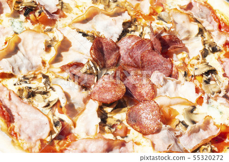 pizza with pepperoni, salami, pepper, cheese, pizza with pepperoni, salami, pepper, cheese, 55320272