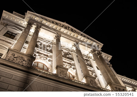 Historical Neo-Renaissance building of National Museum in Prague by night, Czech Republic Historical Neo-Renaissance building of National Museum in Prague by night, Czech Republic 55320541