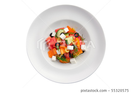 Salad with fresh tomato, cucumber, pepper, olives 55320575