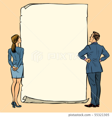 man and woman blank banner 55321305