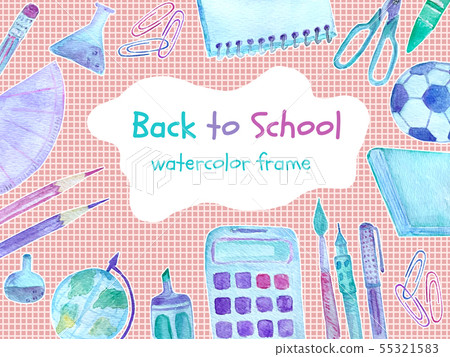Back to school watercolor banner with colorful 55321583