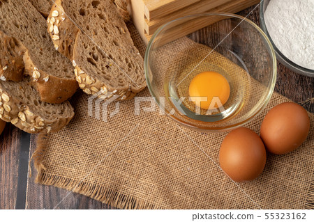 Eggs for make bakery on the sack 55323162