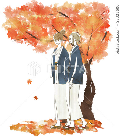 Women's Travel-Yukata-Autumn / Autumn leaves 55323606