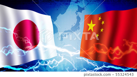 日中政治/經濟緊張/衝突形象旗幟（尖閣群島等） 55324543