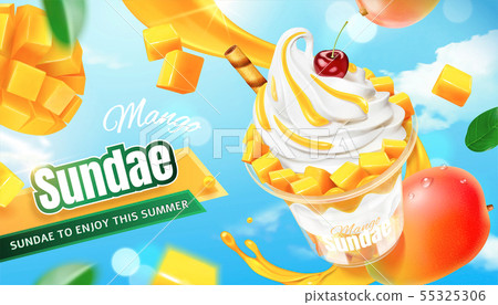 Delicious mango sundae ads - Stock Illustration [55325306] - PIXTA