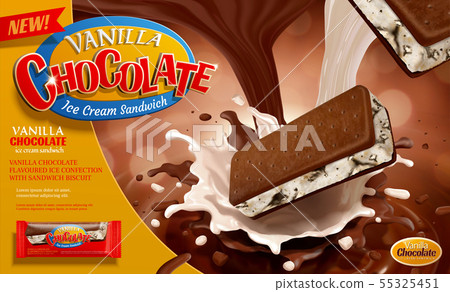 Vanilla chocolate ice cream ads 55325451