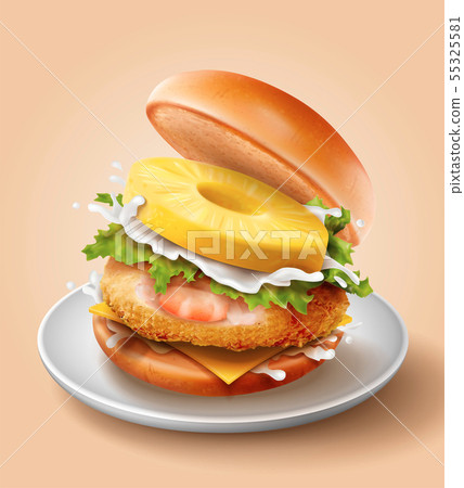 Shrimp burger with pineapple 55325581