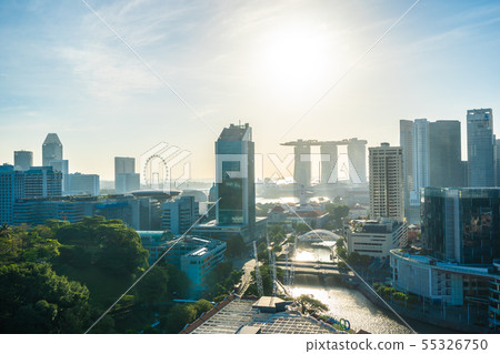 Beautiful architecture building exterior cityscape in Singapore city skyline Beautiful architecture building exterior cityscape in Singapore city skyline 55326750