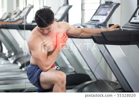Asian man Heart attack after running workout Asian man Heart attack after running workout 55328020