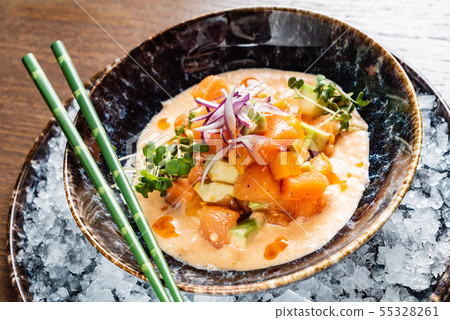 seafood ceviche on the ice 55328261