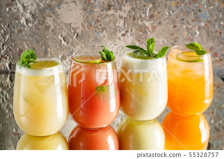 summer lemonade with fruits 55328757
