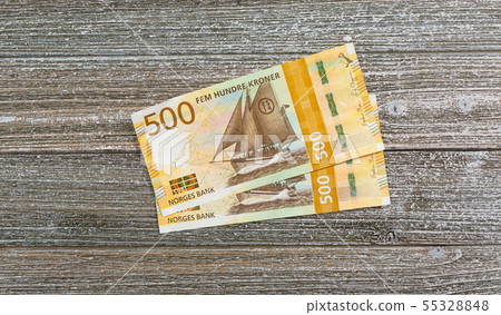 Norwegian kroner bills stacked Norwegian kroner bills stacked 55328848
