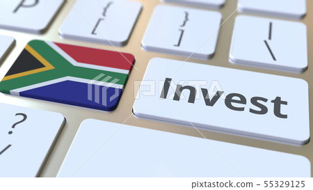 INVEST text and flag of South Africa on the buttons on the computer keyboard. Business related INVEST text and flag of South Africa on the buttons on the computer keyboard. Business related 55329125