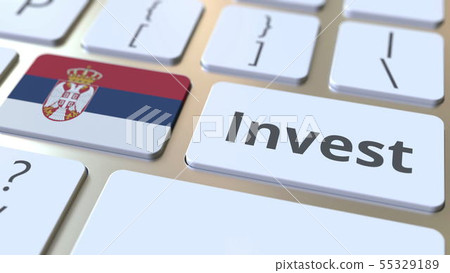 INVEST text and flag of Serbia on the buttons on the computer keyboard. Business related conceptual INVEST text and flag of Serbia on the buttons on the computer keyboard. Business related conceptual 55329189