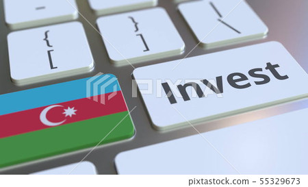 INVEST text and flag of Azerbaijan on the buttons on the computer keyboard. Business related INVEST text and flag of Azerbaijan on the buttons on the computer keyboard. Business related 55329673