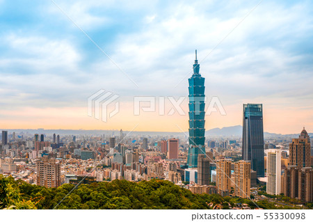 Skyline of Taipei cityscape Taipei 101 building of Skyline of Taipei cityscape Taipei 101 building of 55330098