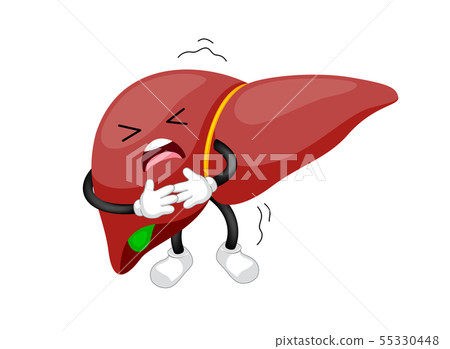 Unhealthy liver cartoon character. Unhealthy liver cartoon character. 55330448