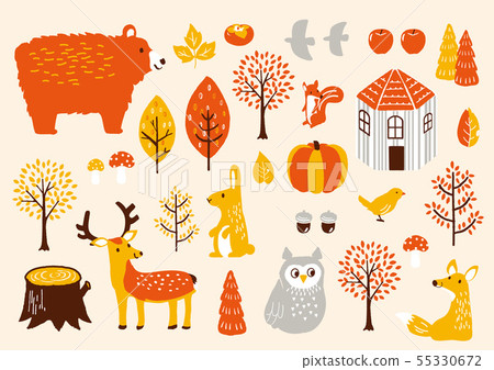 秋天集秋天的動物 插圖素材 圖庫 秋天集秋天的動物 插圖素材 圖庫