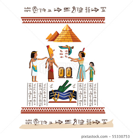 Ancient Egypt wall art or mural cartoon vector 55330753